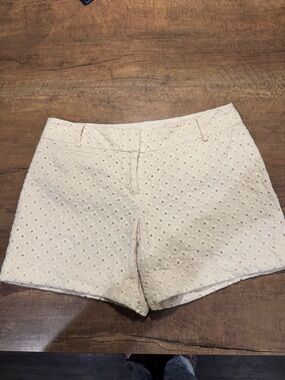 LOFT Eyelet Shorts Womens 6 Cream High Waist Summer Boho Cottagecore